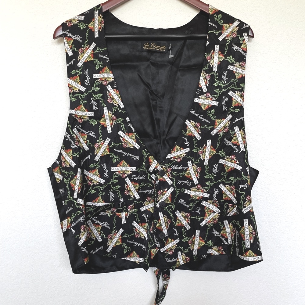 VINTAGE pure silk vest black color grapes 🍇 kendall jackson wines vineya…
